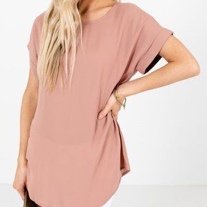 Nude/Beige Blouse with Rolled Sleeves
